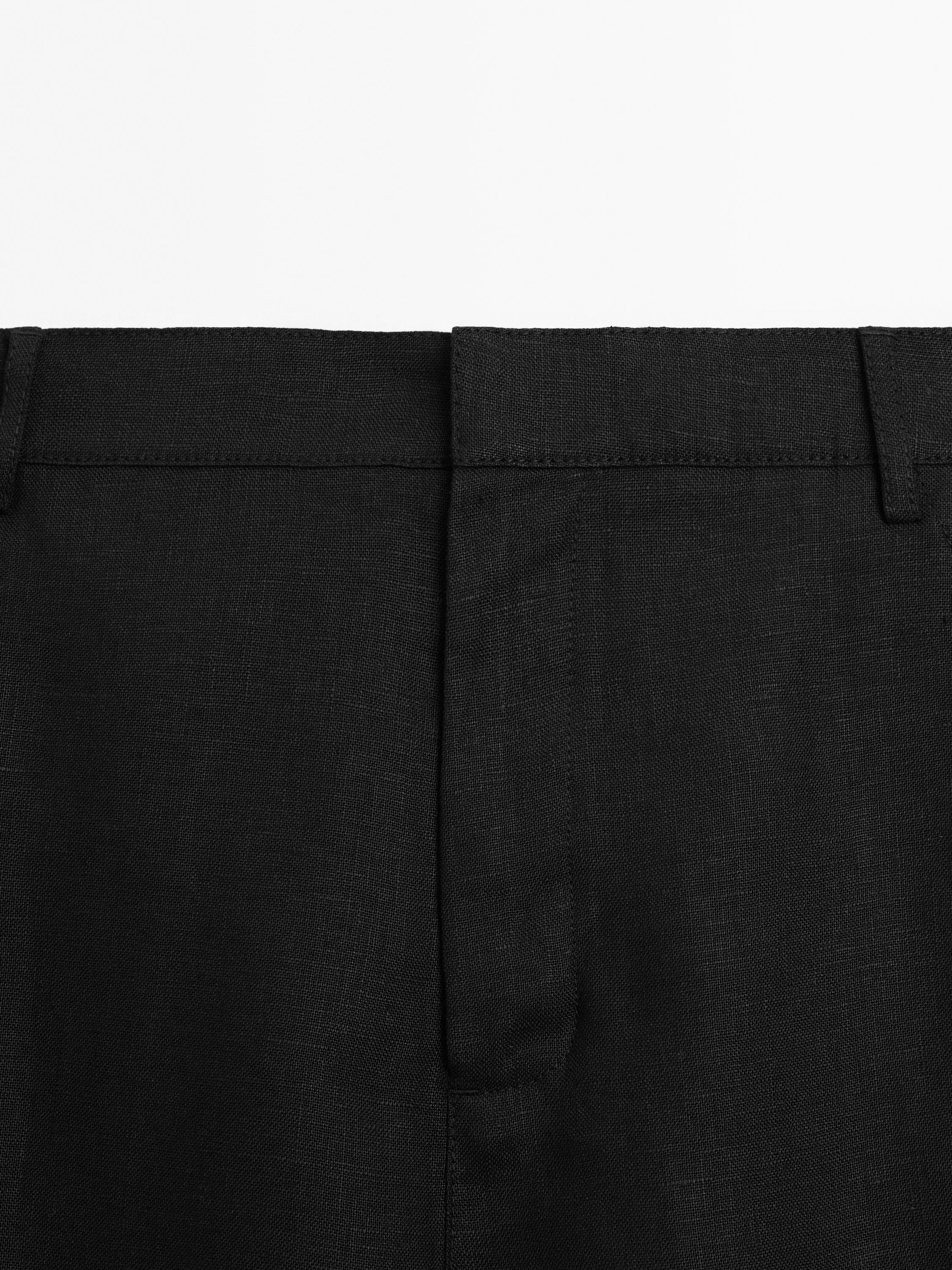 100% linen short Bermuda shorts